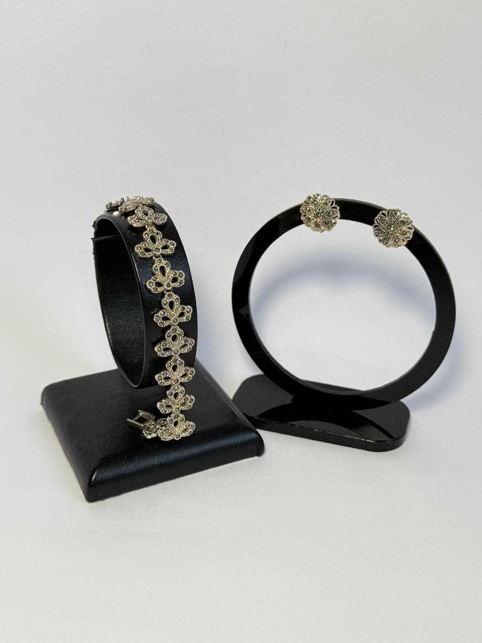 Фото1 Набір: пусети та браслет. Марказити 