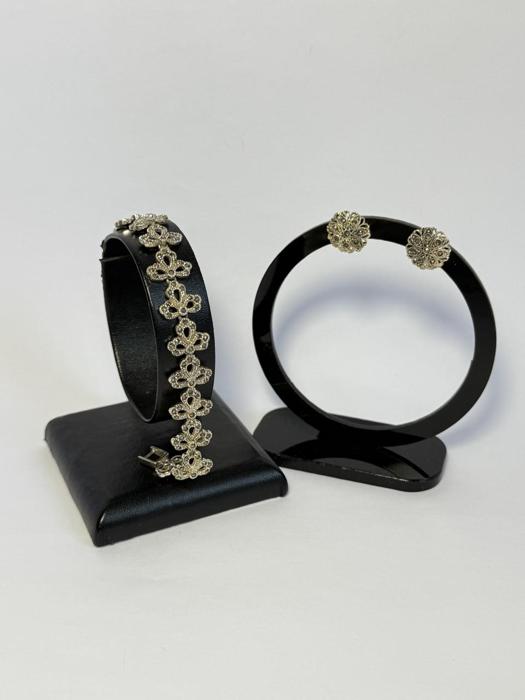 Фото Набір: пусети та браслет. Марказити 